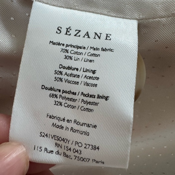 Sezane Michele Jacket Blazer Linen Blend in Butter Beige size 38 US 6 - Picture 10 of 16